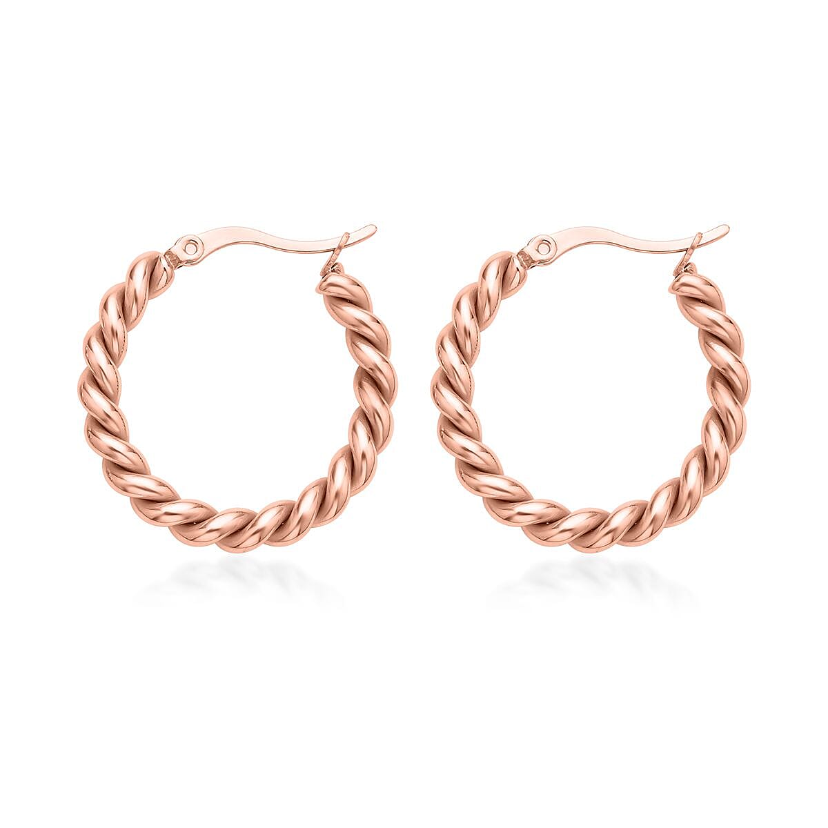 20mm Twisted Hoop Earrings in ION Plated RG Stainless Steel | Tarnish-Free, Waterproof, Sweat Proof Jewelry
