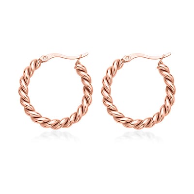 20mm Twisted Hoop Earrings in ION Plated RG Stainless Steel | Tarnish-Free, Waterproof, Sweat Proof Jewelry