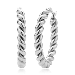 20mm Twisted Hoop Earrings in Stainless Steel , Tarnish-Free, Waterproof, Sweat Proof Jewelry