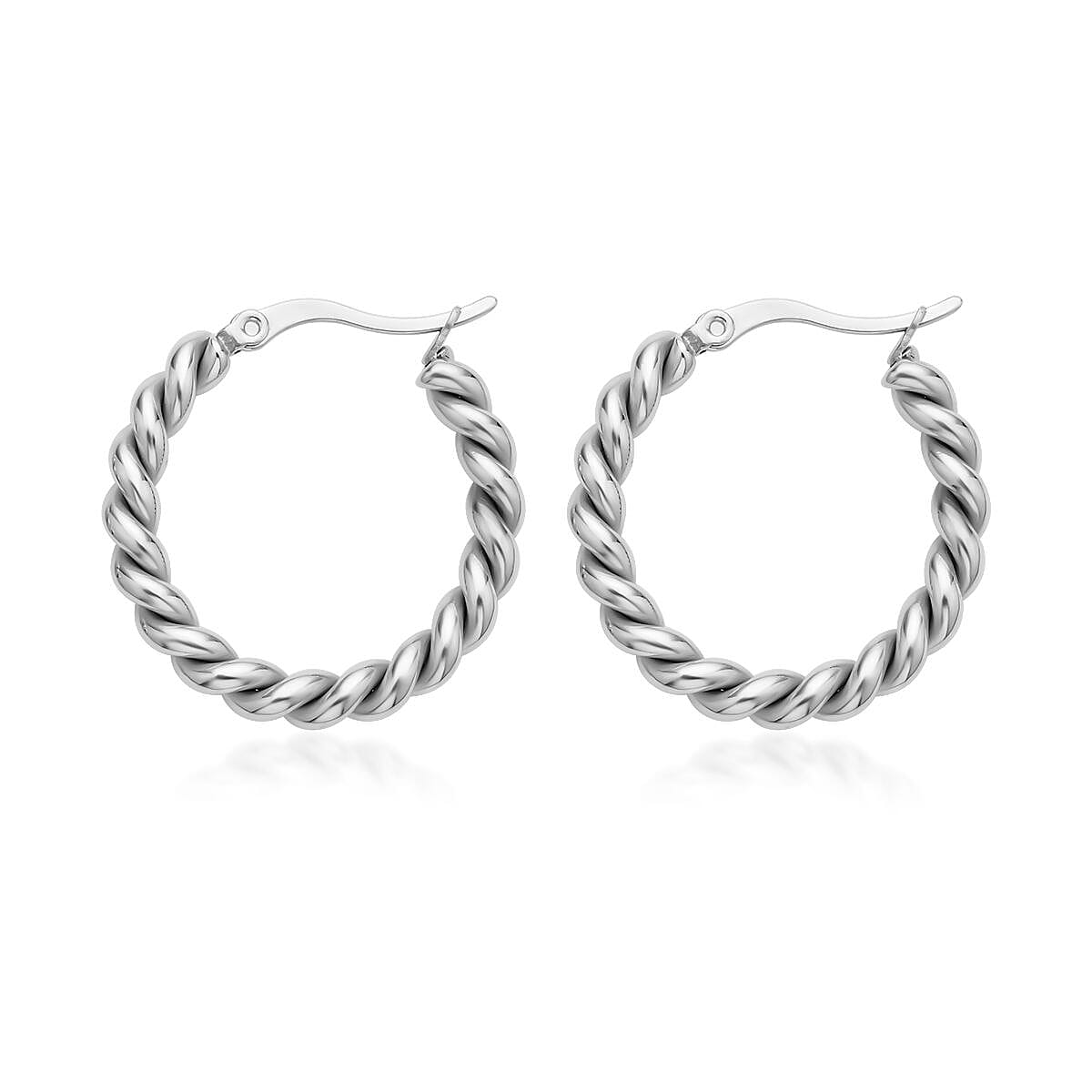 20mm Twisted Hoop Earrings in Stainless Steel , Tarnish-Free, Waterproof, Sweat Proof Jewelry image number 3