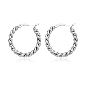 20mm Twisted Hoop Earrings in Stainless Steel , Tarnish-Free, Waterproof, Sweat Proof Jewelry