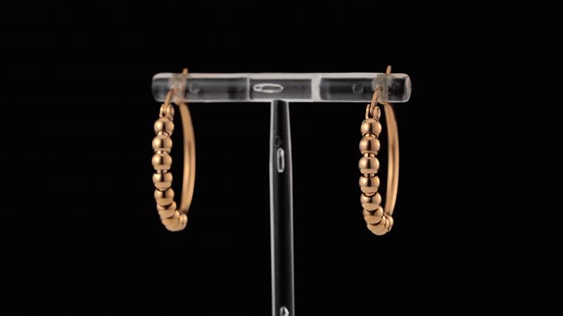 25mm Beaded Hoop Earrings in ION Plated RG Stainless Steel