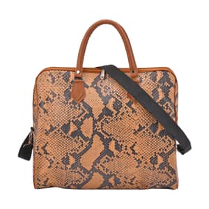 TLV Black and Brown Leopard Pattern Tote Bag (16.93"x7.87"x14.96") with 40" Shoulder Strap