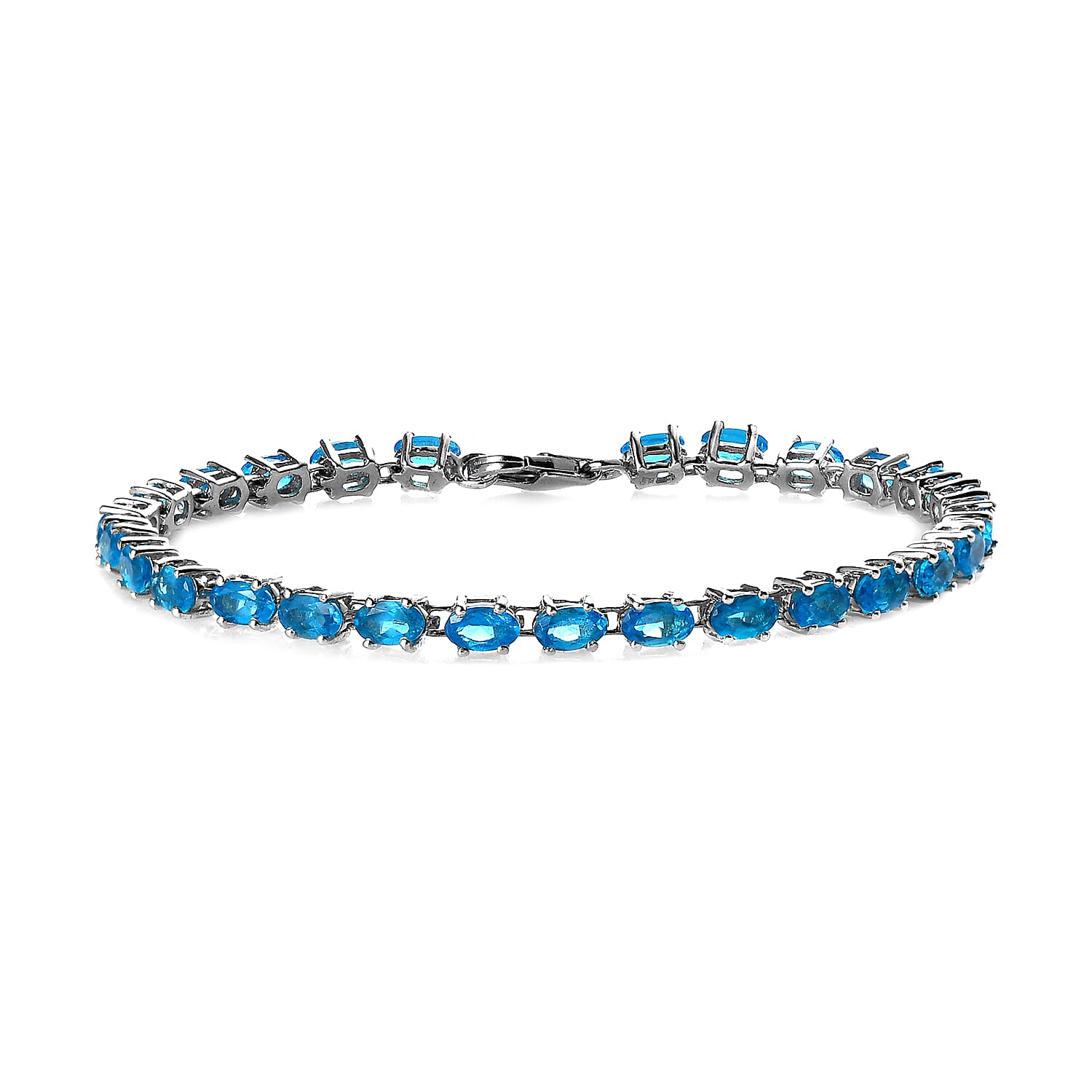 Malgache Neon Apatite Tennis Bracelet in Platinum Over Sterling Silver (6.50 In) 7.00 ctw