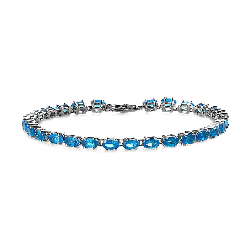 Malgache Neon Apatite Tennis Bracelet in Platinum Over Sterling Silver (6.50 In) 7.00 ctw