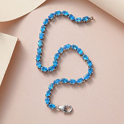 Malgache Neon Apatite Tennis Bracelet in Platinum Over Sterling Silver (6.50 In) 7.00 ctw