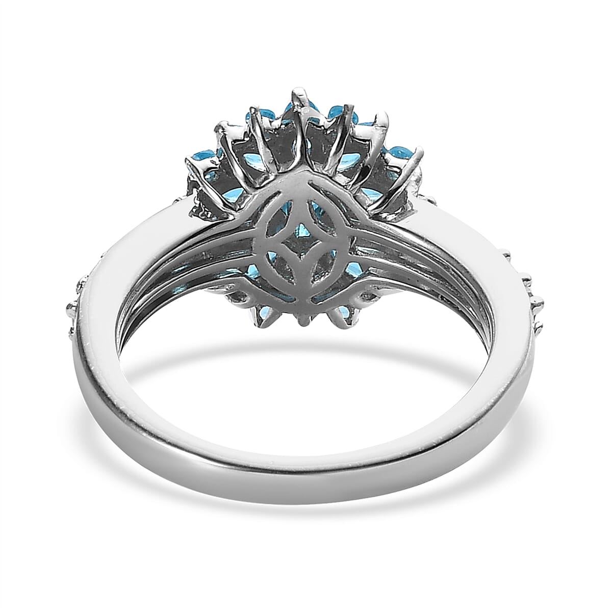 Malgache Neon Apatite Floral Ring in Platinum Over Sterling Silver (Size 10.0) 1.60 ctw image number 4