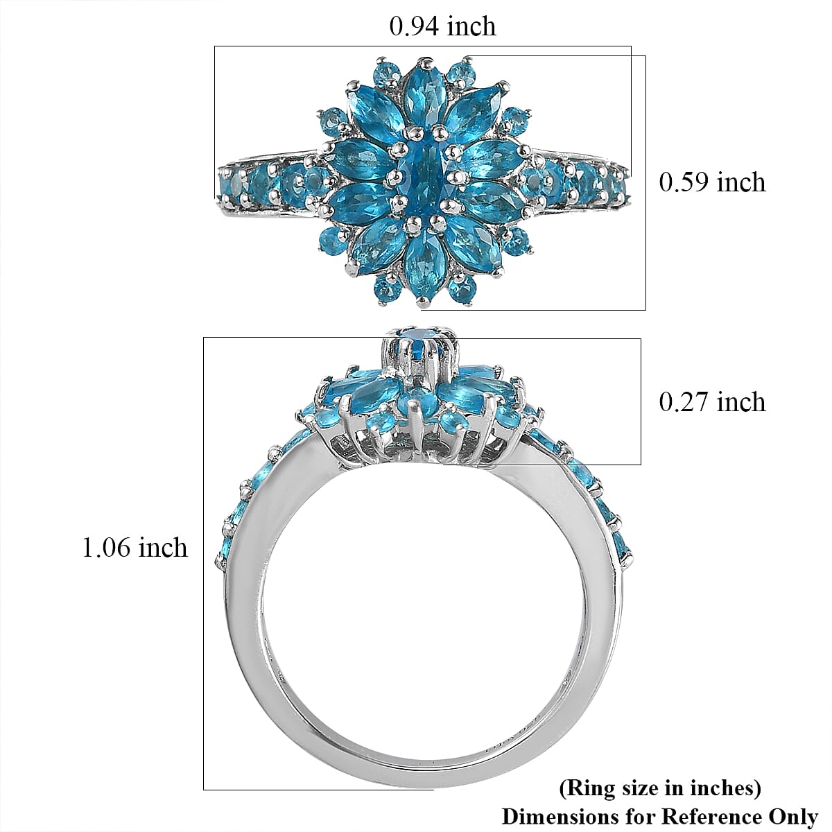 Malgache Neon Apatite Floral Ring in Platinum Over Sterling Silver (Size 10.0) 1.60 ctw image number 5