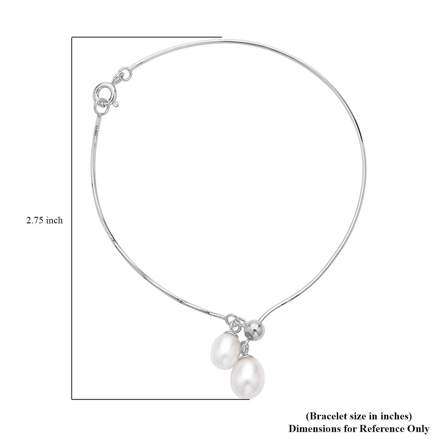 Freshwater Pearl Extender Snake Chain with Spring Lock in Rhodium Over Sterling Silver