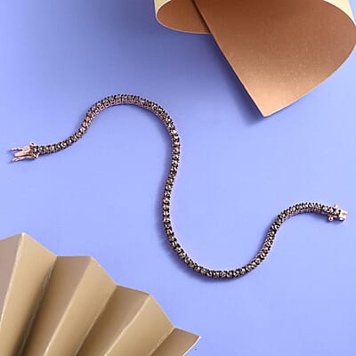 Natural Champagne Diamond Tennis Bracelet in Vermeil Rose Gold Over Sterling Silver (7.50 In) 4.00 ctw