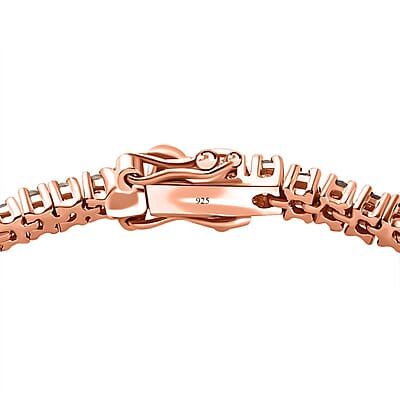 Natural Champagne Diamond Tennis Bracelet in Vermeil Rose Gold Over Sterling Silver (7.50 In) 4.00 ctw