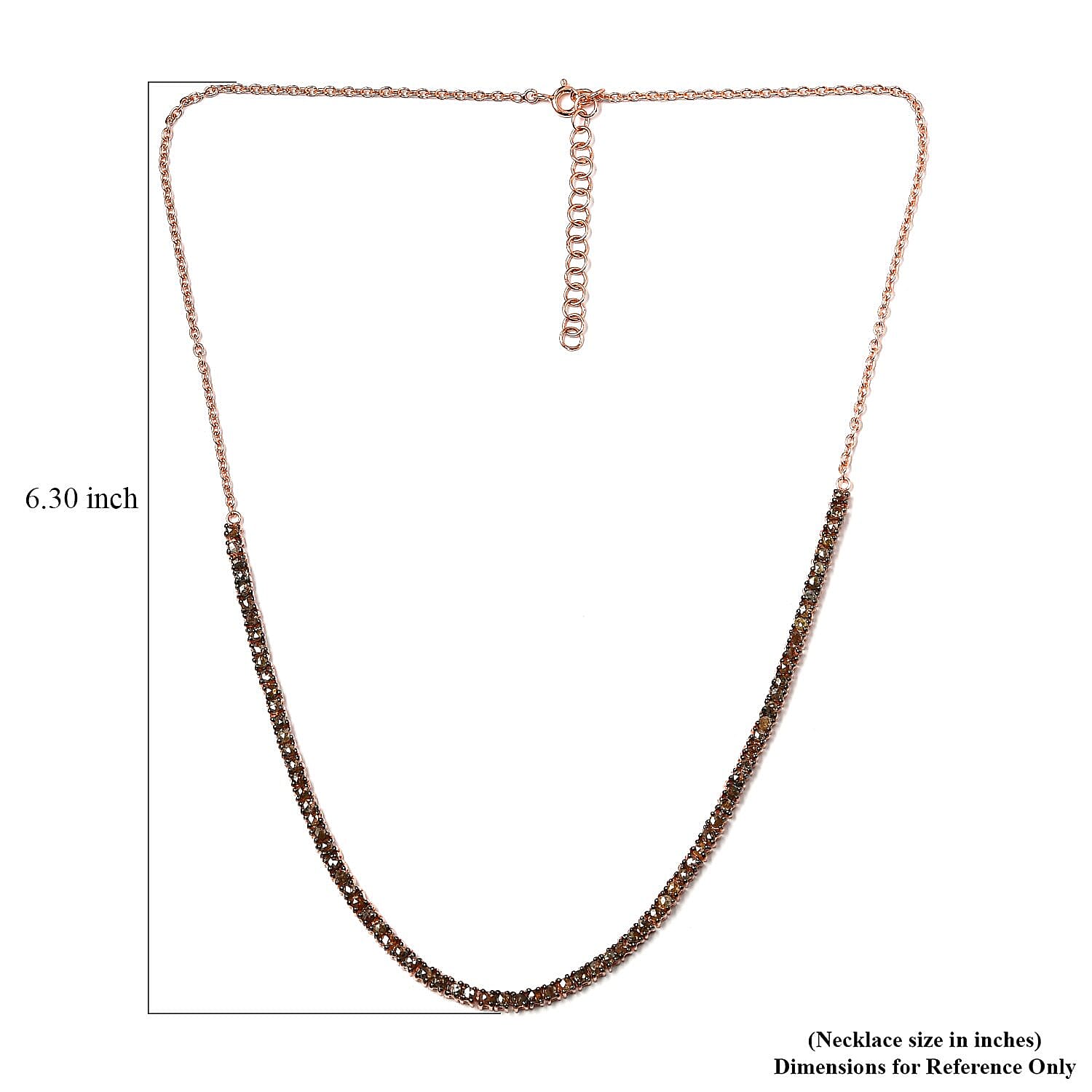 Natural Champagne Diamond Tennis Necklace 20 Inches in Vermeil Rose Gold Over Sterling Silver 4.00 ctw