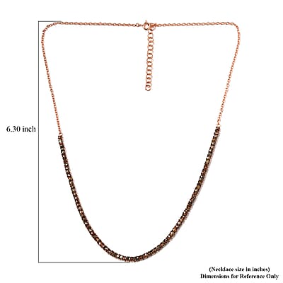 Natural Champagne Diamond Tennis Necklace 20 Inches in Vermeil Rose Gold Over Sterling Silver 4.00 ctw