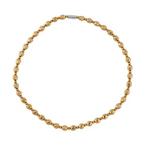 Yellow Gold Color Plated Hematite Beaded Necklace 20 Inches in Silvertone 323.00 ctw