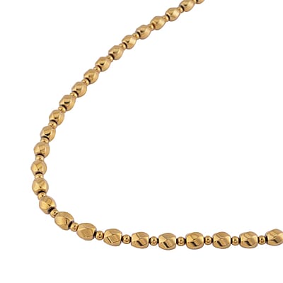 Yellow Gold Color Plated Hematite Beaded Necklace 20 Inches in Silvertone 323.00 ctw