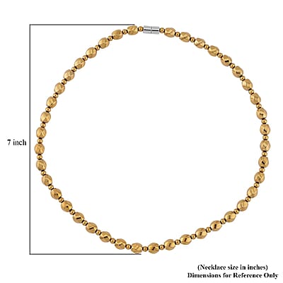 Yellow Gold Color Plated Hematite Beaded Necklace 20 Inches in Silvertone 323.00 ctw