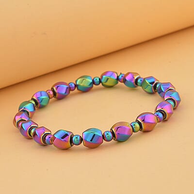 Magic Plated Hematite Beaded Stretch Bracelet 134.50 ctw