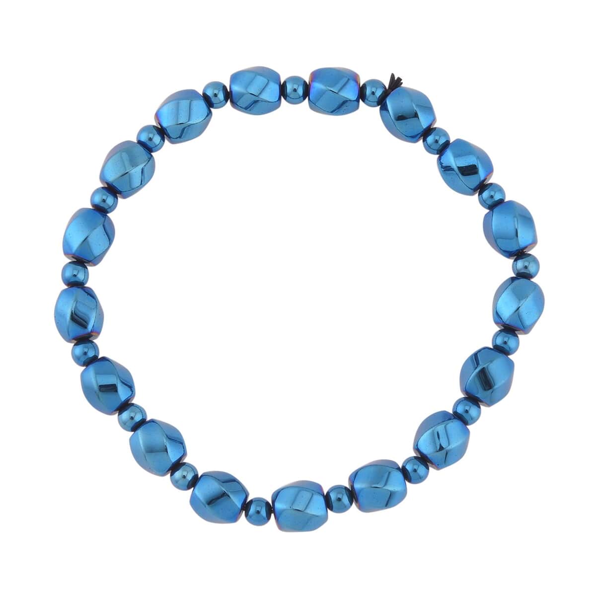 Blue Plated Hematite 134.50 ctw Beaded Stretch Bracelet image number 0