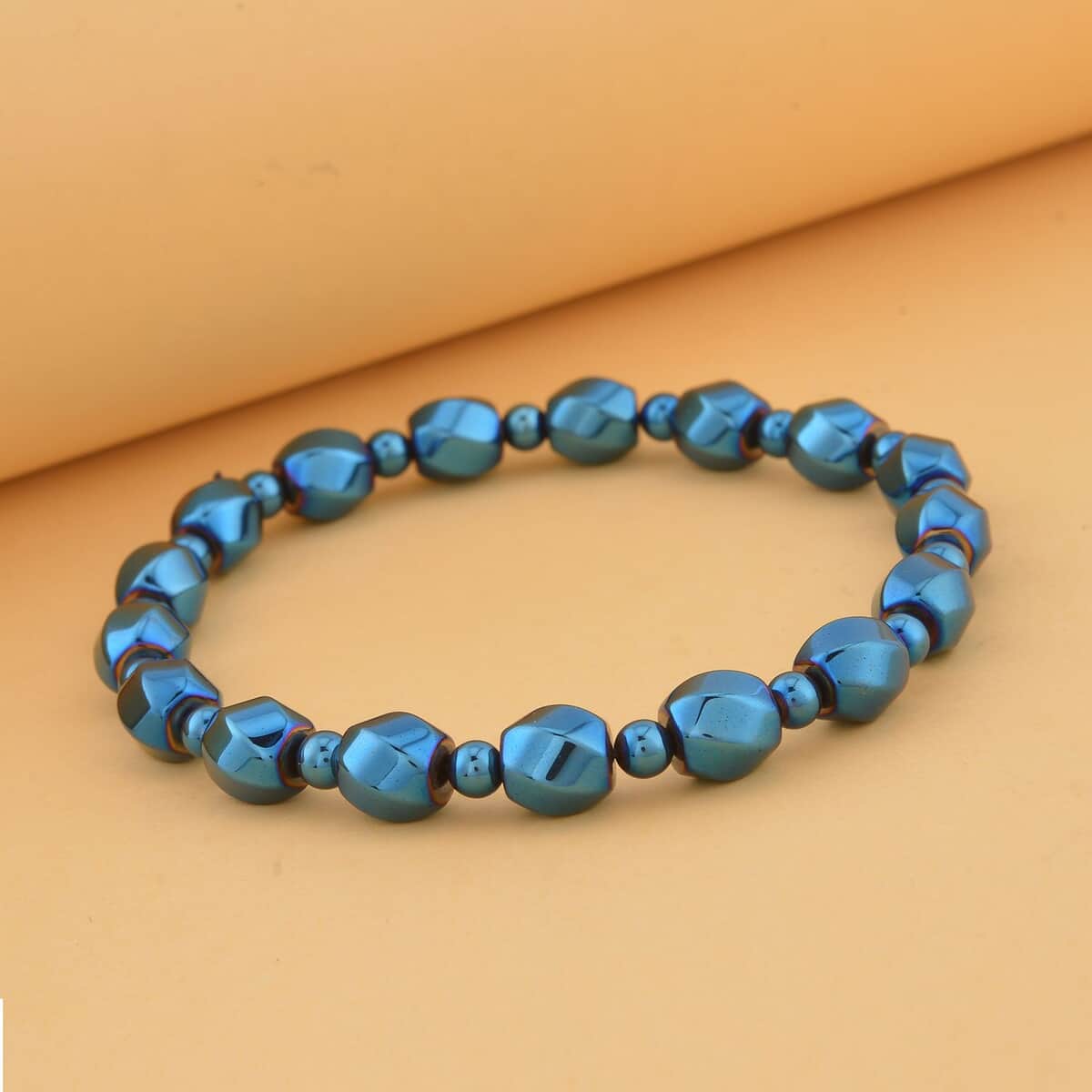 Blue Plated Hematite 134.50 ctw Beaded Stretch Bracelet image number 1