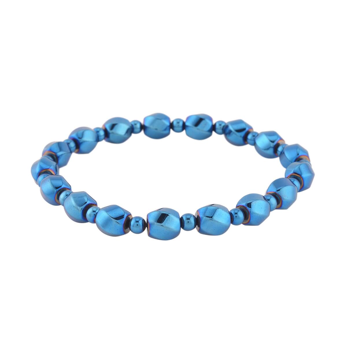 Blue Plated Hematite 134.50 ctw Beaded Stretch Bracelet image number 2