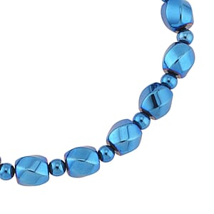 Blue Plated Hematite 134.50 ctw Beaded Stretch Bracelet