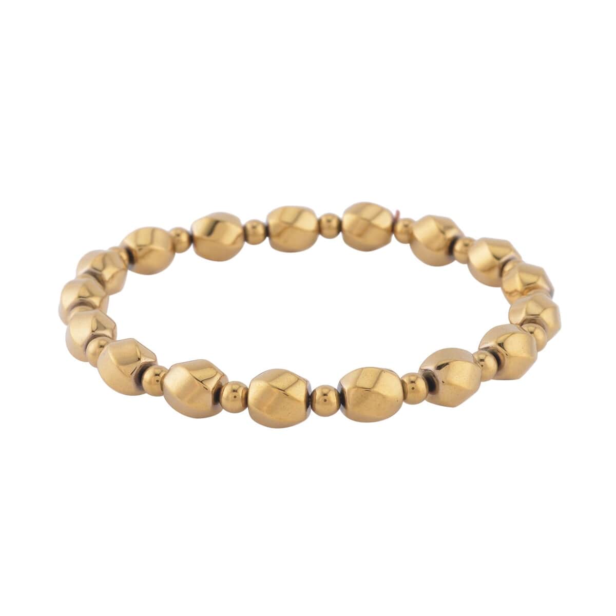 Yellow Gold Plated Hematite Beaded Stretch Bracelet 134.50 ctw image number 2