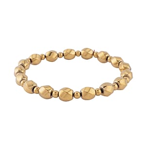 Yellow Gold Plated Hematite 134.50 ctw Beaded Stretch Bracelet
