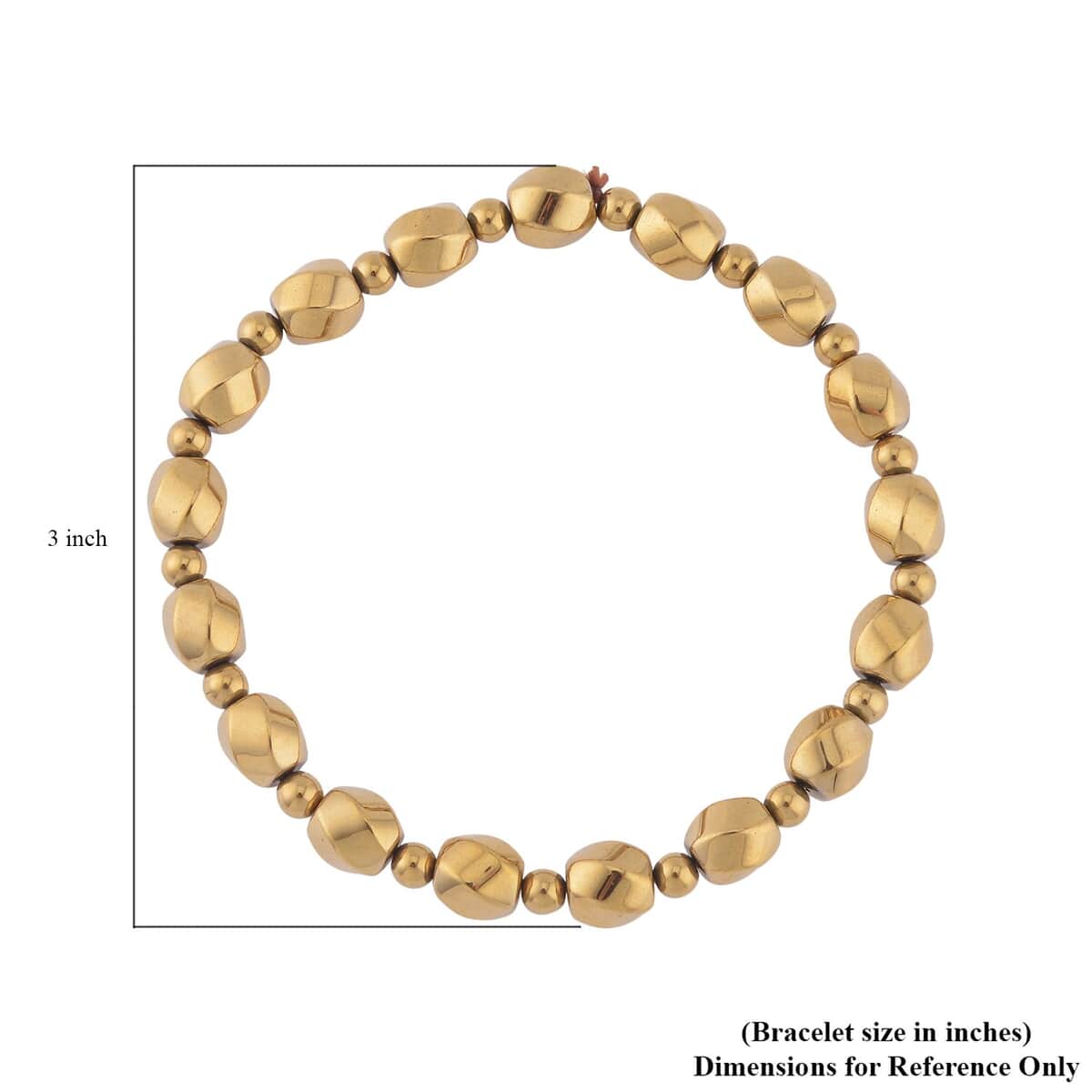 Yellow Gold Plated Hematite Beaded Stretch Bracelet 134.50 ctw image number 4