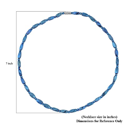 Blue Plated Hematite 221.00 ctw Beaded Necklace with Magnetic Clasp in Silvertone 20 Inches