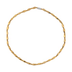 Golden Magic Plated Hematite 221.00 ctw Beaded Necklace with Magnetic Clasp in Silvertone 20 Inches