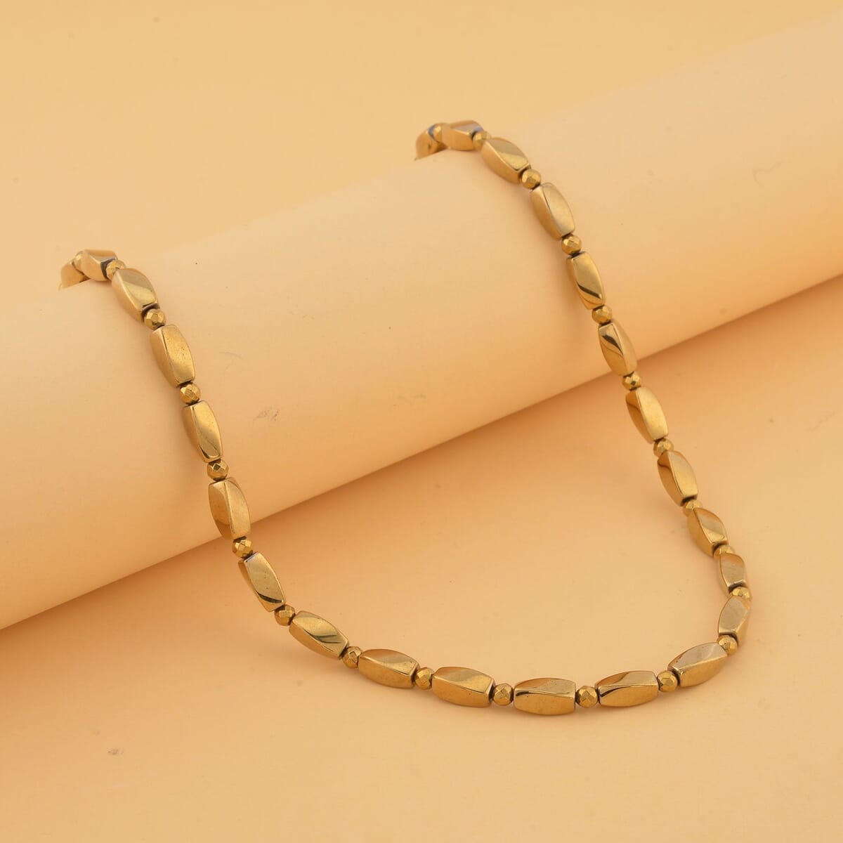 Golden Magic Plated Hematite 221.00 ctw Beaded Necklace with Magnetic Clasp in Silvertone 20 Inches image number 1