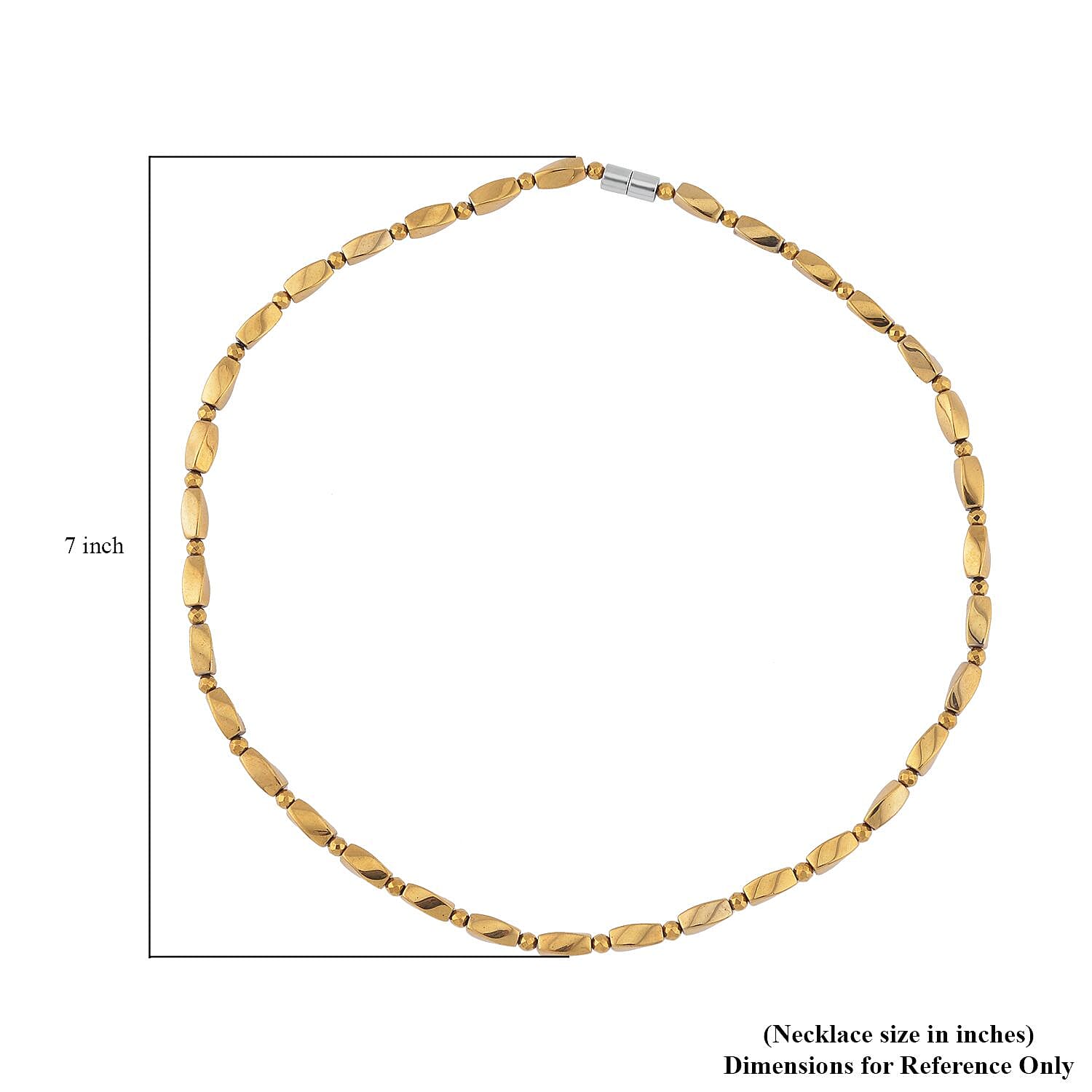 Golden Magic Plated Hematite 221.00 ctw Beaded Necklace with Magnetic Clasp in Silvertone 20 Inches