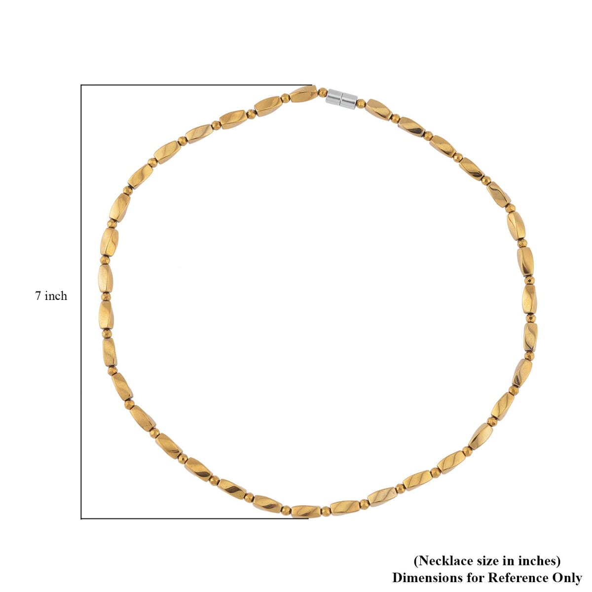 Golden Magic Plated Hematite 221.00 ctw Beaded Necklace with Magnetic Clasp in Silvertone 20 Inches image number 4