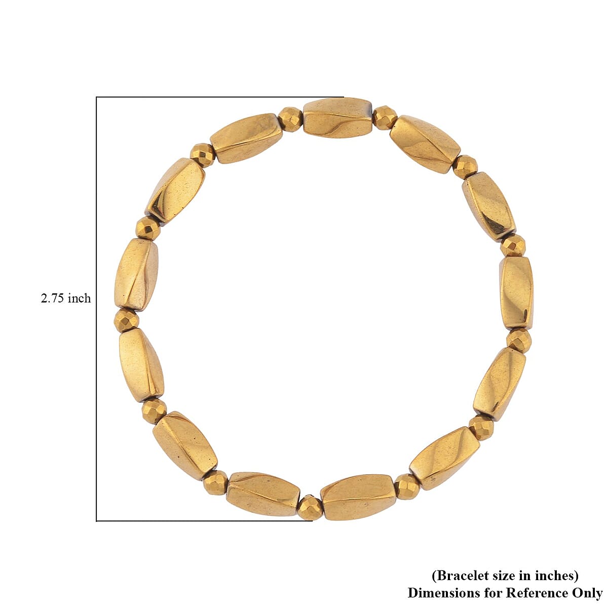 Yellow Gold Plated Hematite Beaded Stretch Bracelet 82.50 ctw image number 4