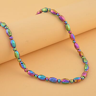Magic Plated Hematite 352.50 ctw Beaded Necklace With Magnetic Clasp in Silvertone 20 Inches