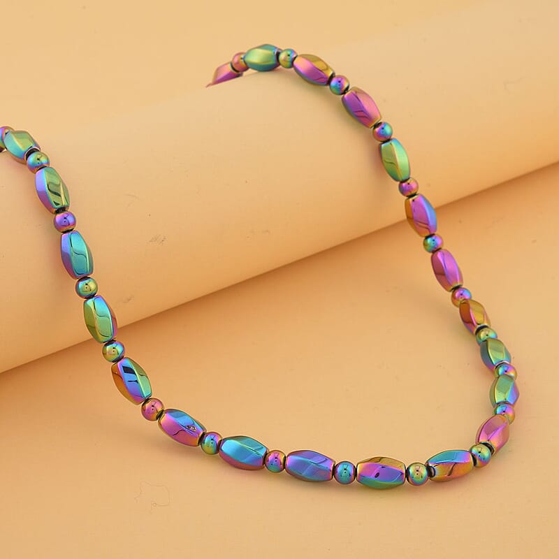 Magic Plated Hematite 352.50 ctw Beaded Necklace With Magnetic Clasp in Silvertone 20 Inches