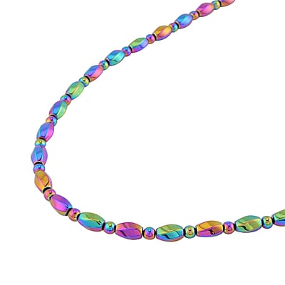 Magic Plated Hematite 352.50 ctw Beaded Necklace With Magnetic Clasp in Silvertone 20 Inches
