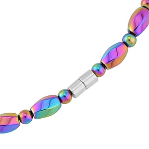 Magic Plated Hematite 352.50 ctw Beaded Necklace With Magnetic Clasp in Silvertone 20 Inches