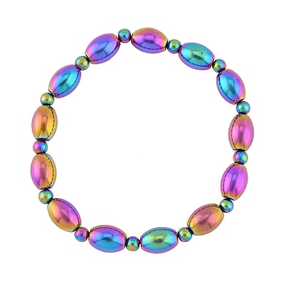 Mystic Color Plated Hematite Beaded Stretch Bracelet 326.50 ctw