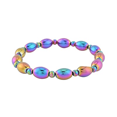 Mystic Color Plated Hematite Beaded Stretch Bracelet 326.50 ctw