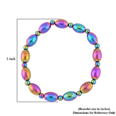 Mystic Color Plated Hematite Beaded Stretch Bracelet 326.50 ctw