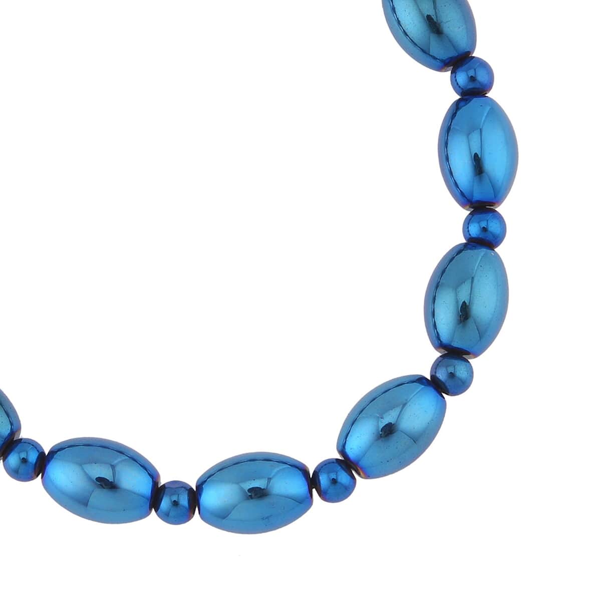 Blue Plated Hematite Beaded Stretch Bracelet 115.00 ctw image number 3