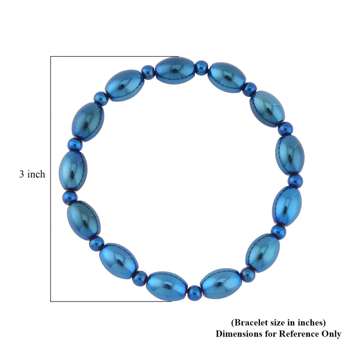 Blue Plated Hematite Beaded Stretch Bracelet 115.00 ctw image number 4