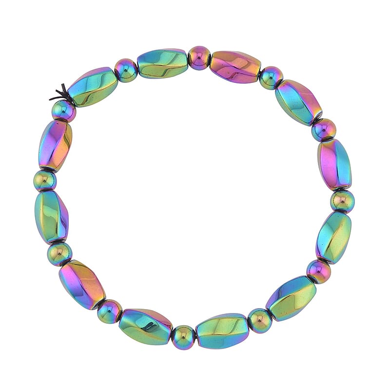 Magic Color Plated Hematite Beaded Stretch Bracelet 352.50 ctw