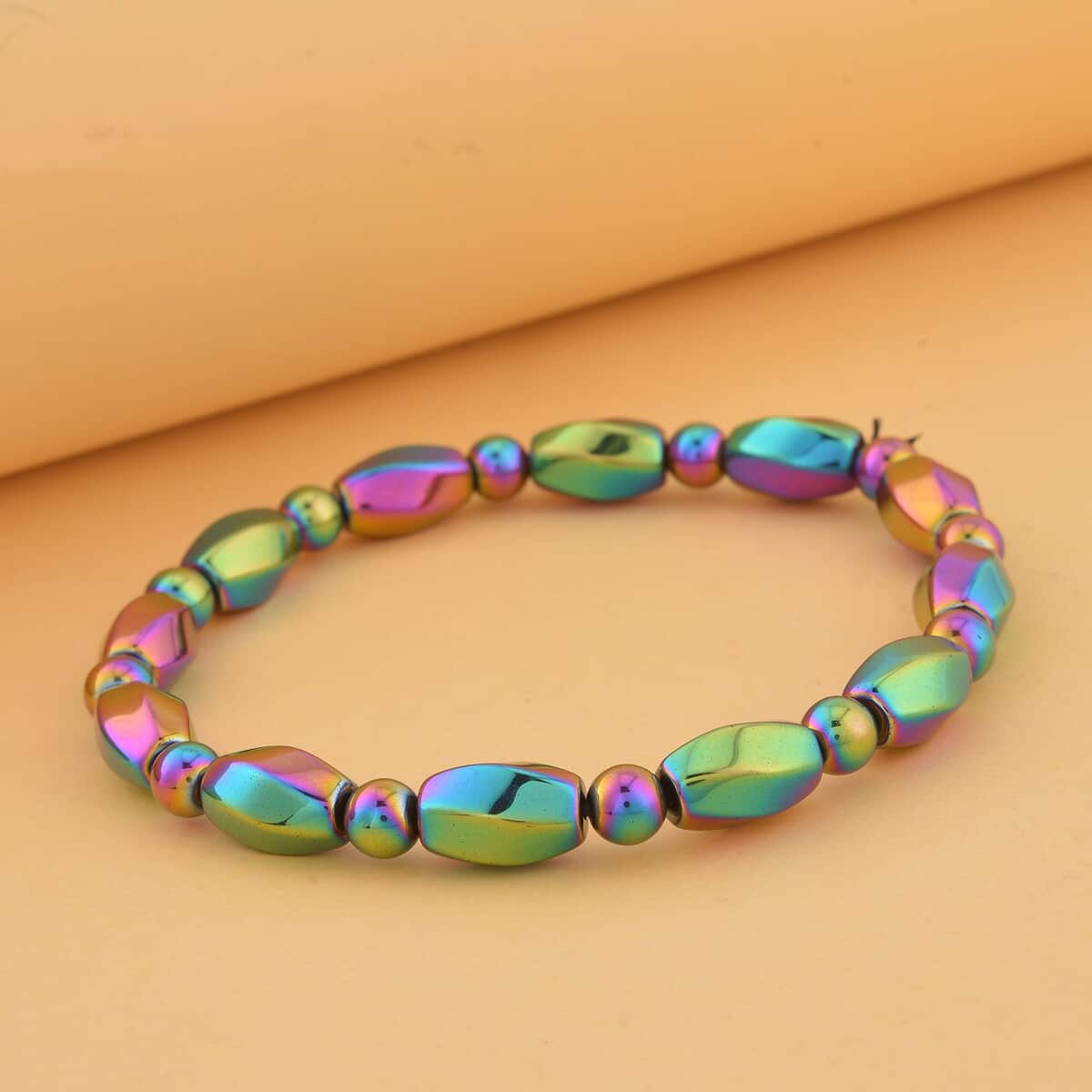 Magic Color Plated Hematite Beaded Stretch Bracelet 352.50 ctw image number 1