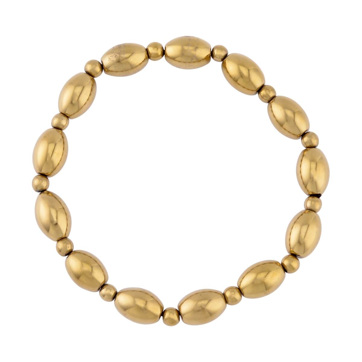 Yellow Gold Plated Hematite Beaded Stretch Bracelet 115.00 ctw image number 0