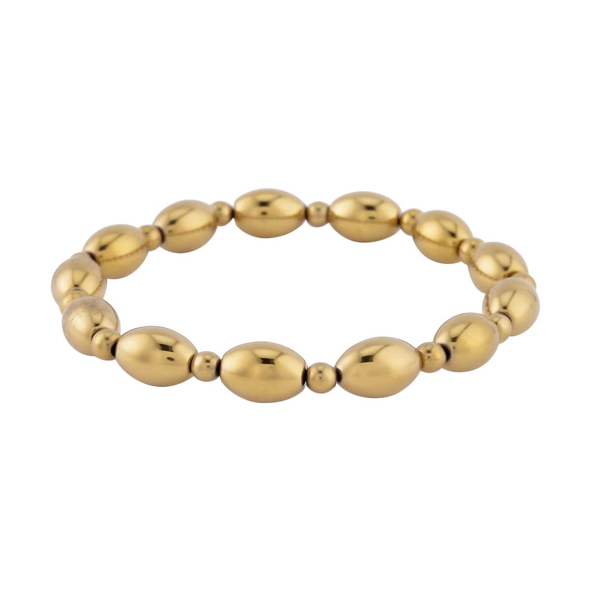 Yellow Gold Plated Hematite Beaded Stretch Bracelet 115.00 ctw image number 2