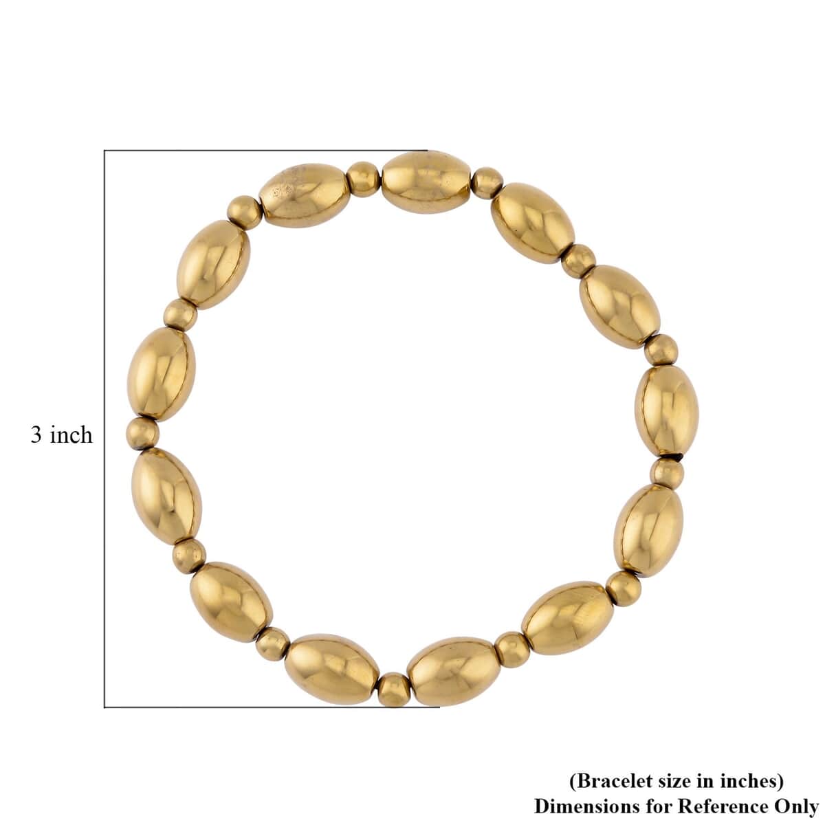 Yellow Gold Plated Hematite Beaded Stretch Bracelet 115.00 ctw image number 4