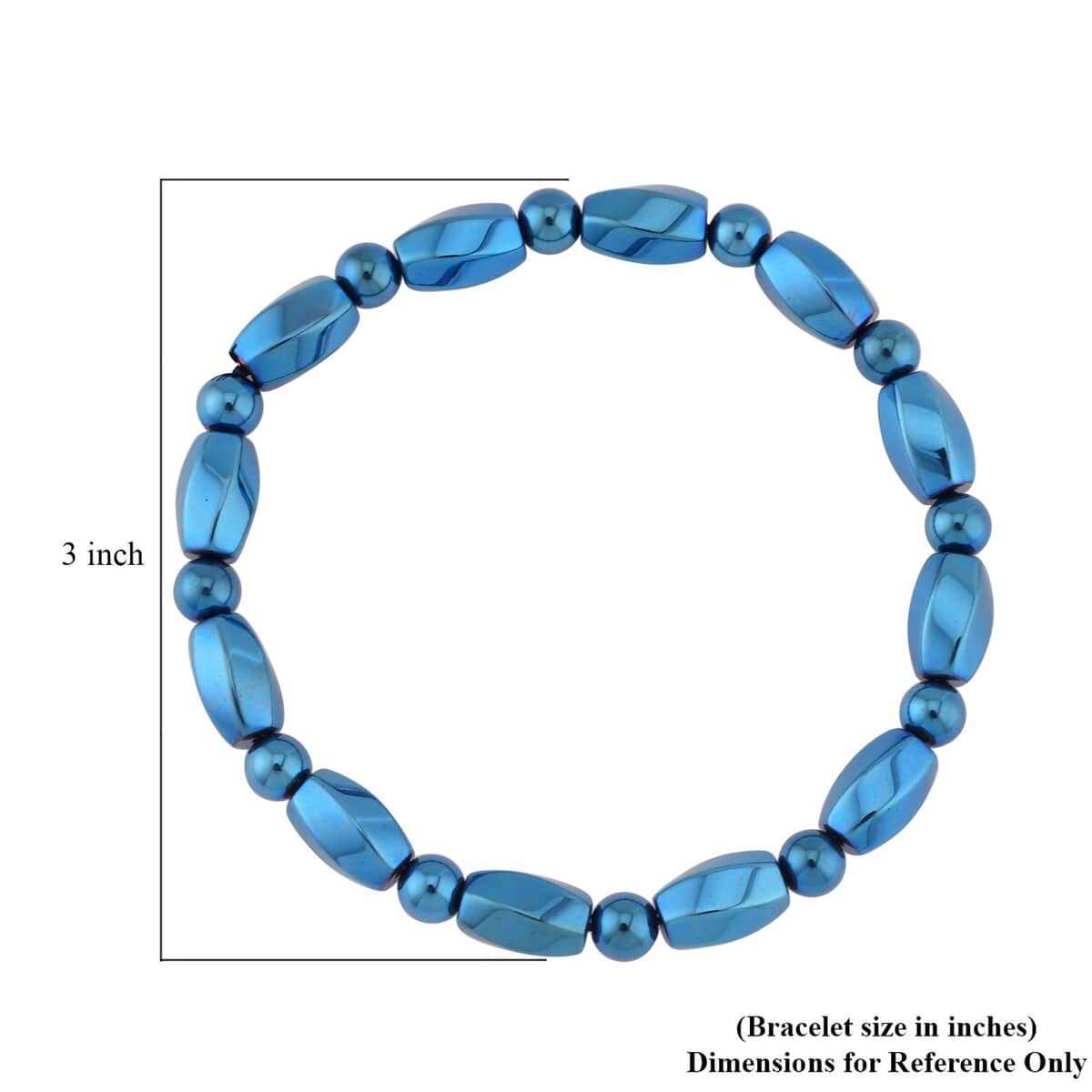 Blue Color Plated Hematite Beaded Stretch Bracelet 353.50 ctw image number 4