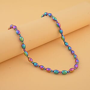 Mystic Color Hematite 326.50 ctw Beaded Necklace with Magnetic Clasp in Silvertone 20 Inches